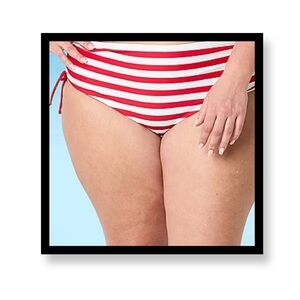 NWT Plus Size Red and White Striped Bikini Bottom